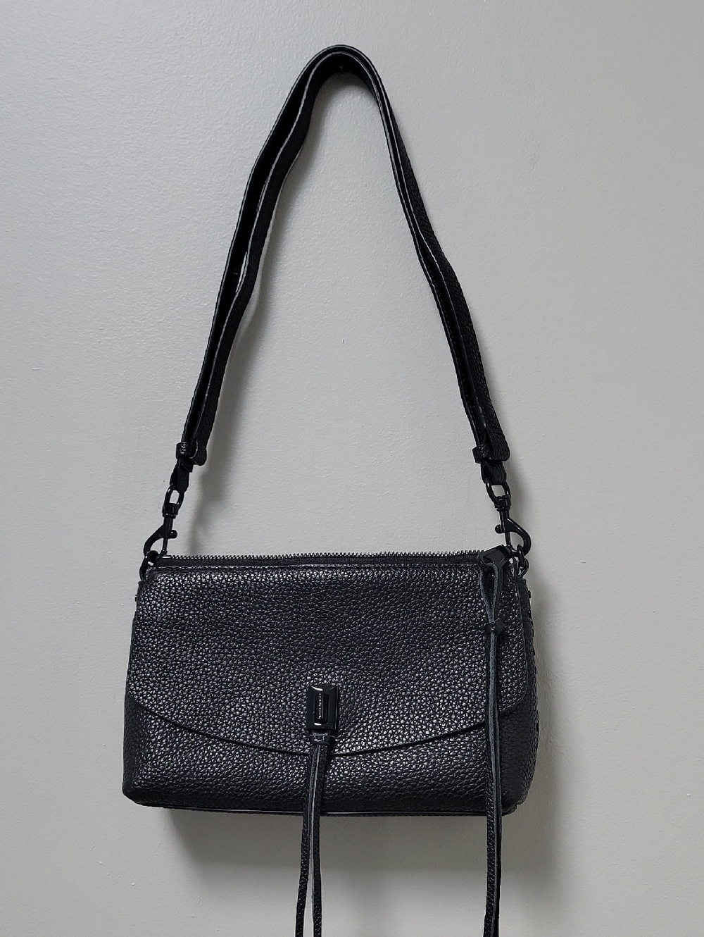 Black Rebecca Minkoff Darren Zip Top Shoulder Convertible Cross Body